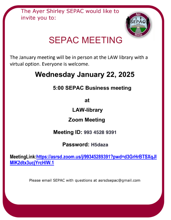  January SEPAC Meeting